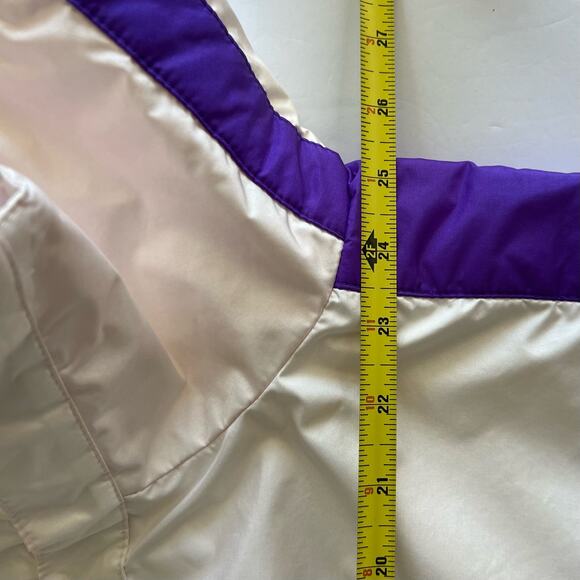 Vintage 80s Alpine Design Lined Windbreaker Nylon Zip Jacket Pink White Purple M - Picture 14 of 14